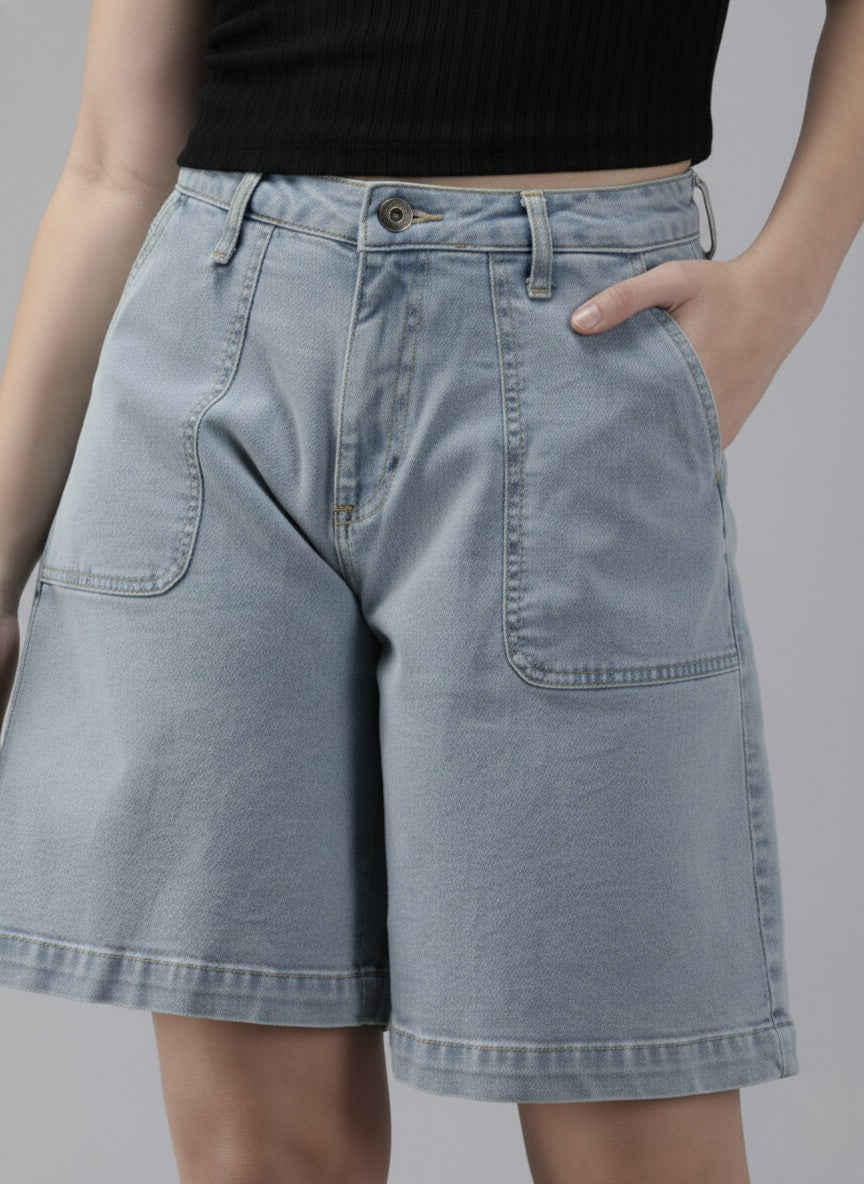 Women Grey Denim Shorts