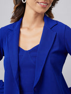 Sleeveless Crop Top With Shawl Neck Jacket & Trousers