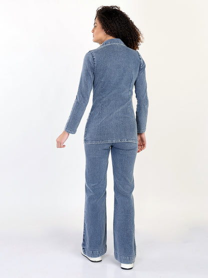 Denim Blazer With Bootcut Jeans
