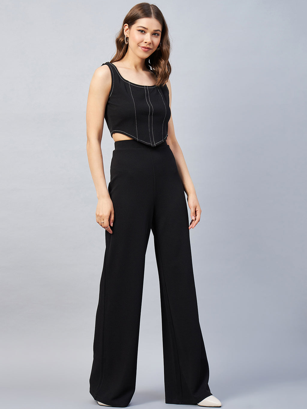 Sleeveless Corset Top With Flared Trousers