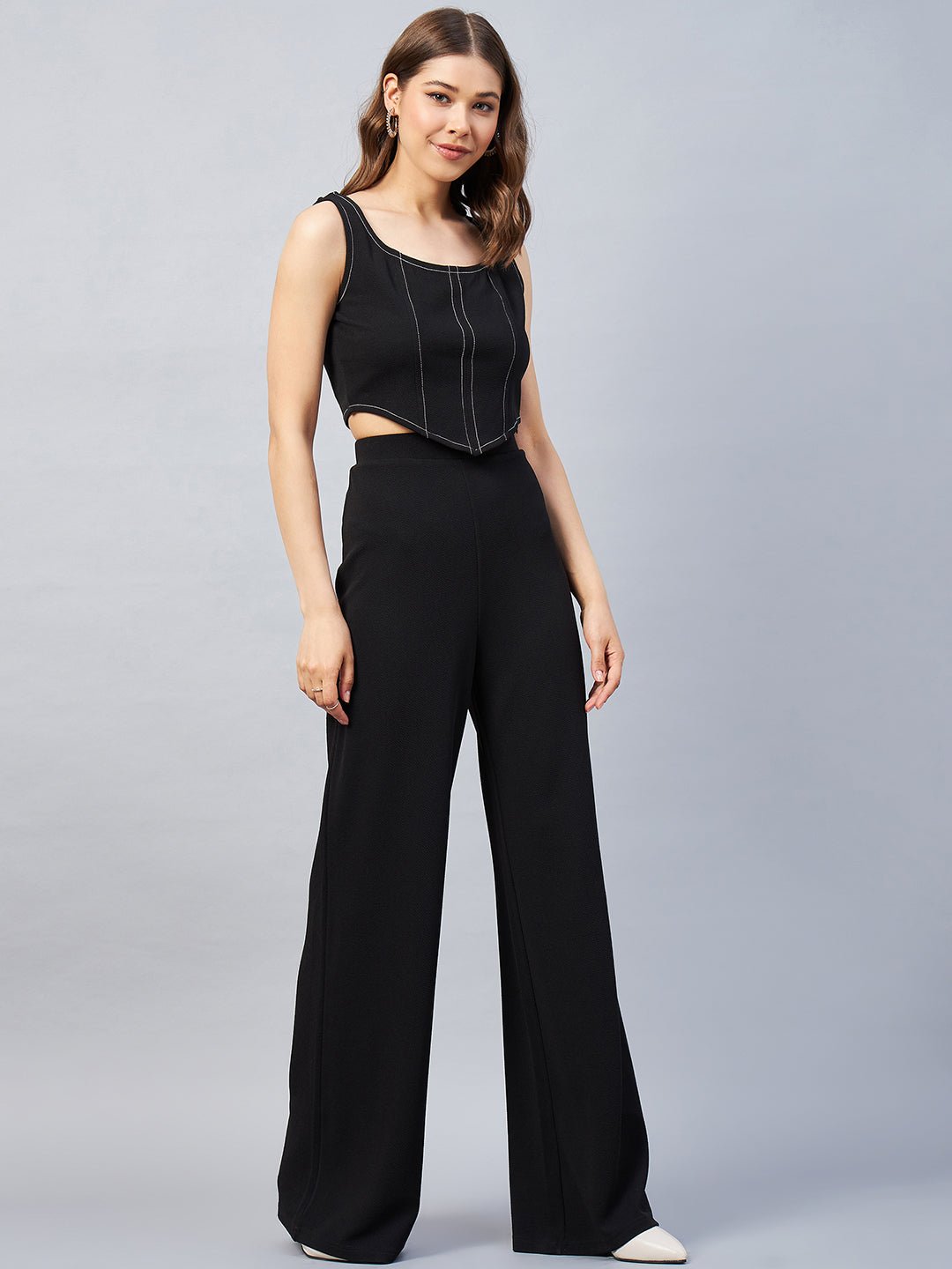 Sleeveless Corset Top With Flared Trousers