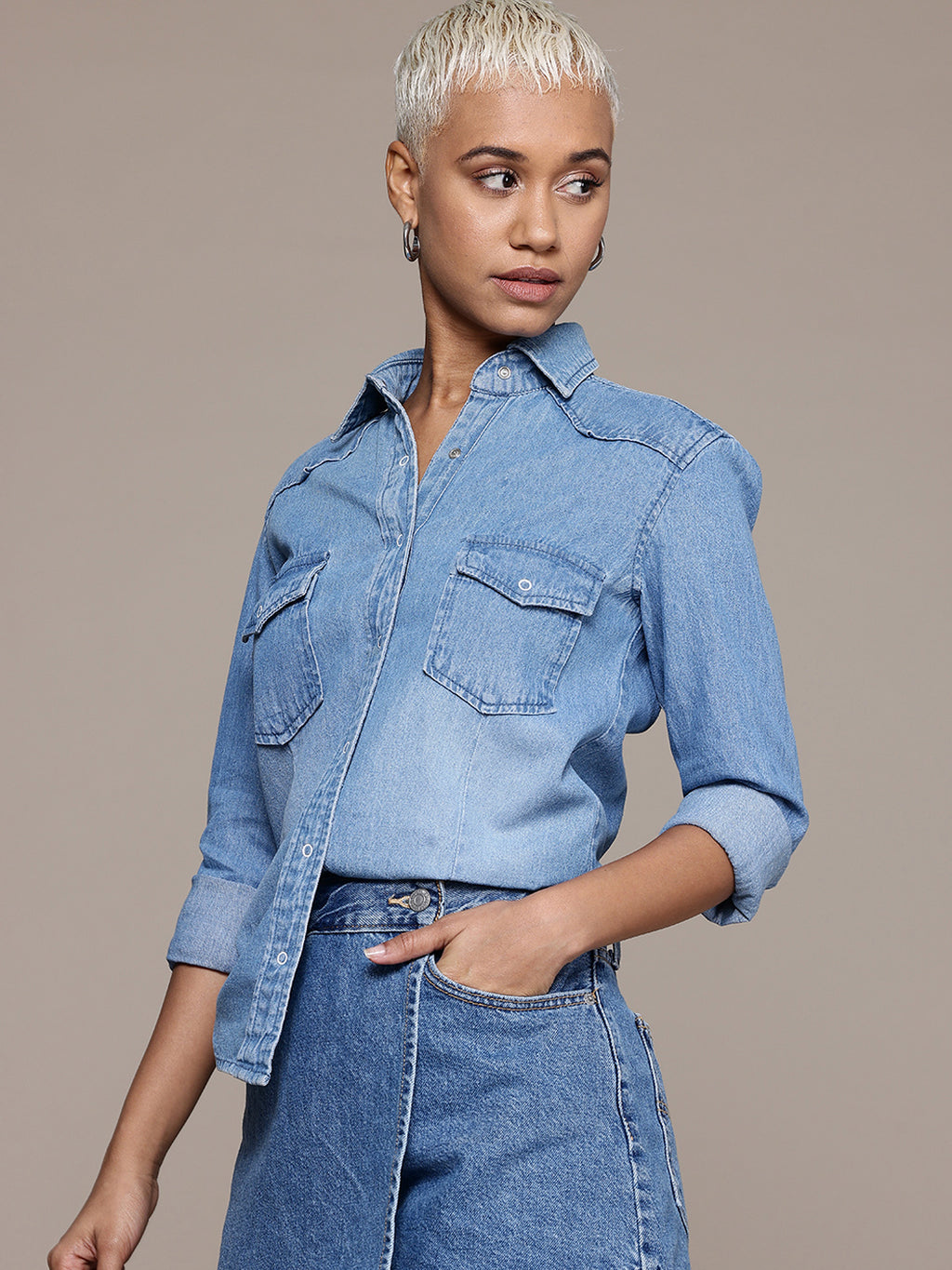 Pure Cotton Denim Casual Shirt