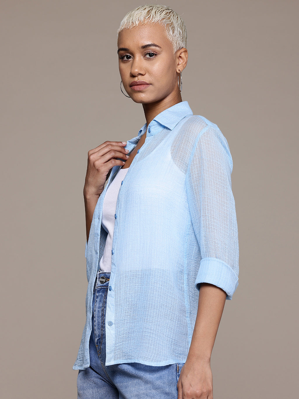 Sheer Pure Cotton Casual Shirt