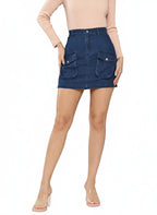 Denim Straight Cargo Mini Skirt