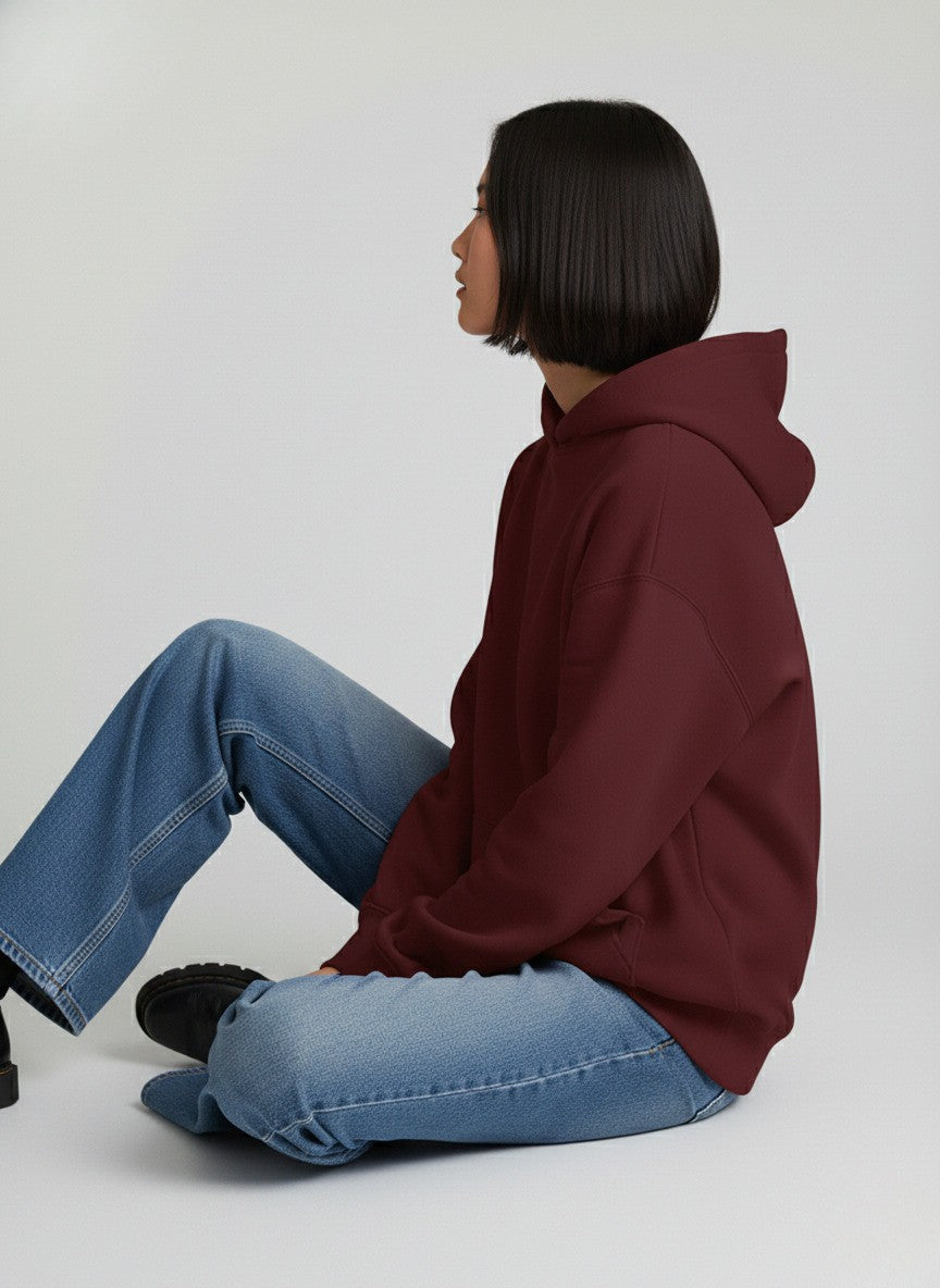 Plain Maroon Oversized Hoodie