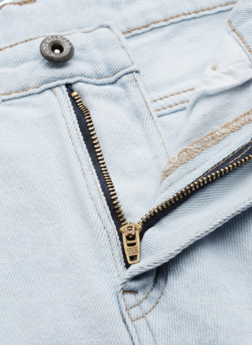 Blue Distressed Loose Fit High-Rise Denim Shorts