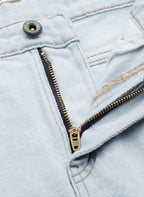 Blue Distressed Loose Fit High-Rise Denim Shorts