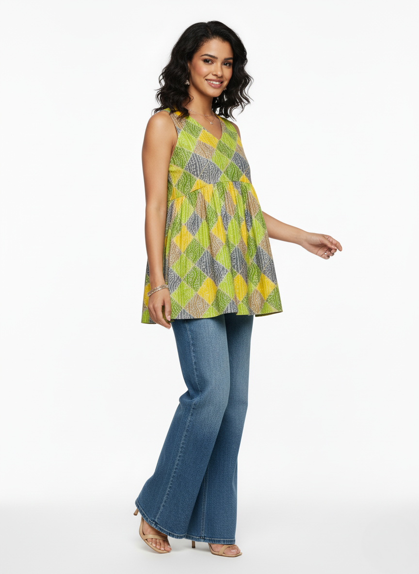 Sleeveless A-Line Flared Kurti