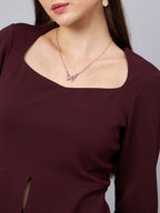 Sweetheart Neck Peplum Top With Flared Trousers