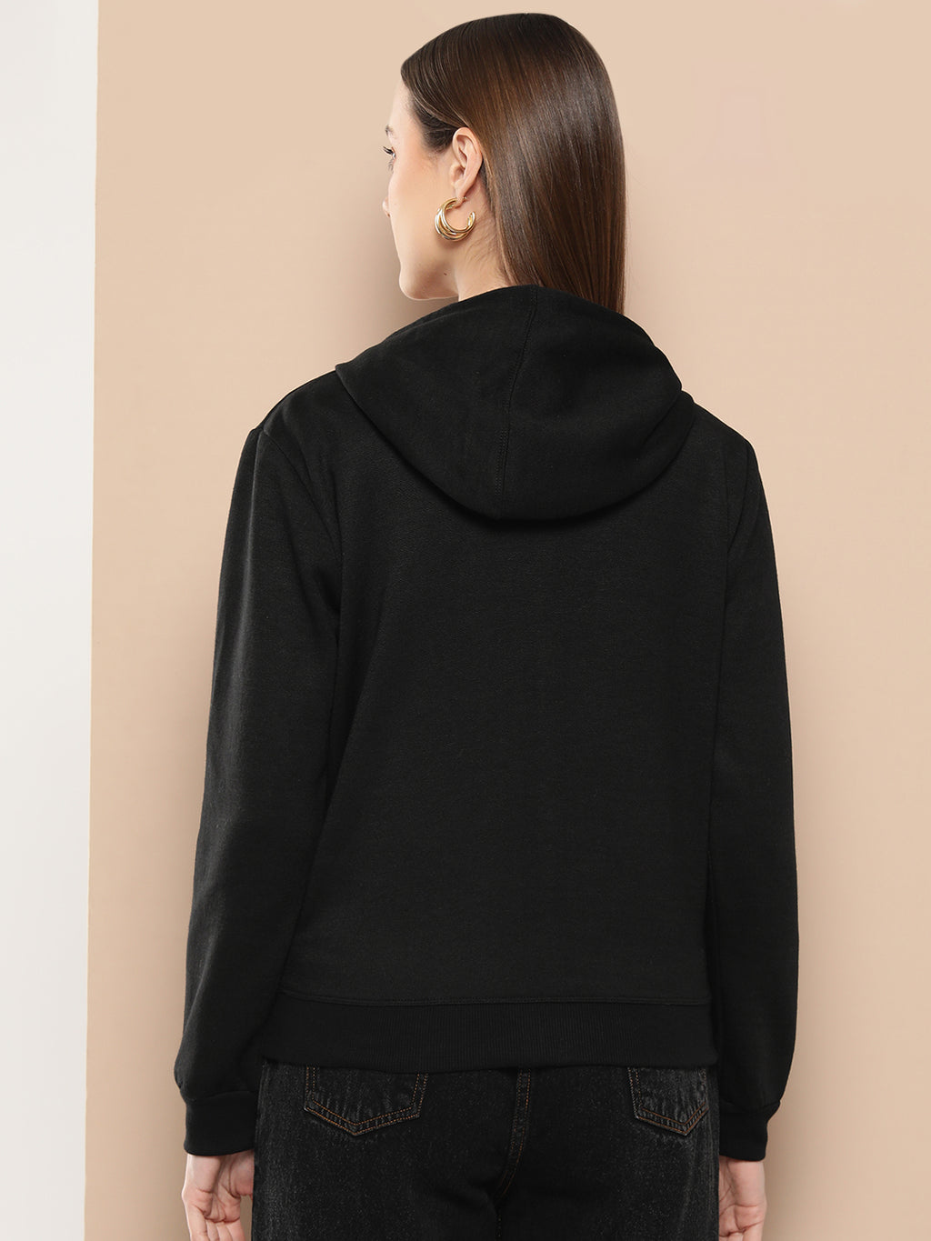 Women Fleece Solid Sporty Jacket