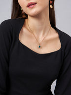 Black Sweetheart Neck Peplum Top With Flared Trousers