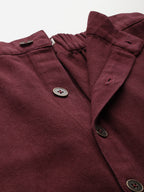 Maroon Denim Midi A-Line Skirt