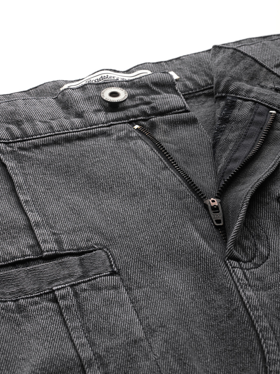 Pure Cotton Denim Straight Midi Skirt with Front Slit