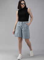 Women Grey Denim Shorts