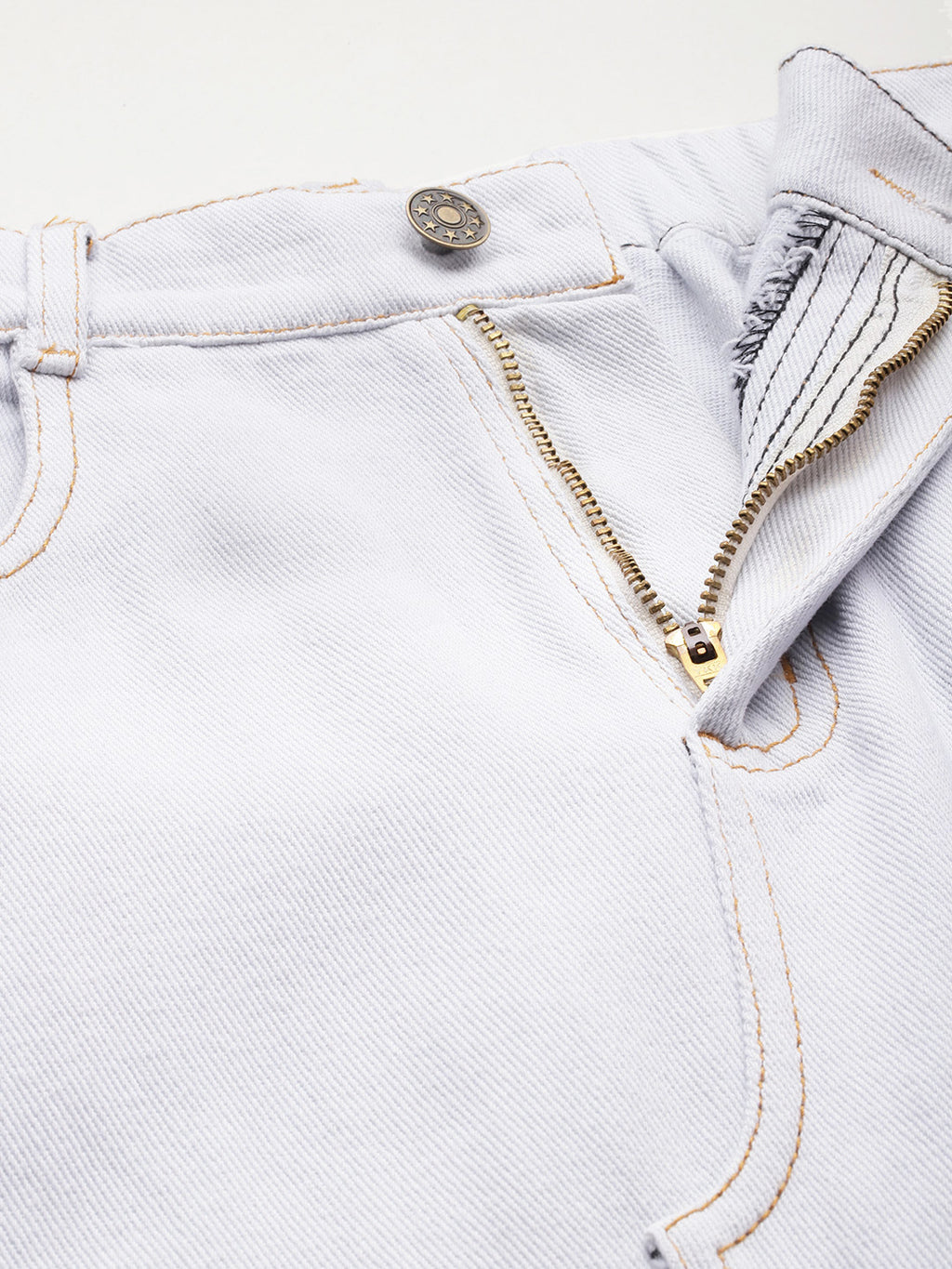 Pure Cotton Denim Straight Maxi Skirt with Front Slit