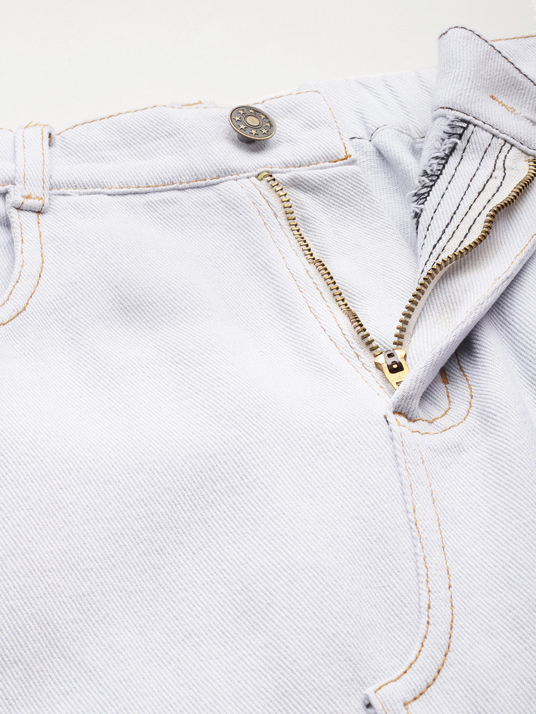 Pure Cotton Denim Straight Maxi Skirt with Front Slit