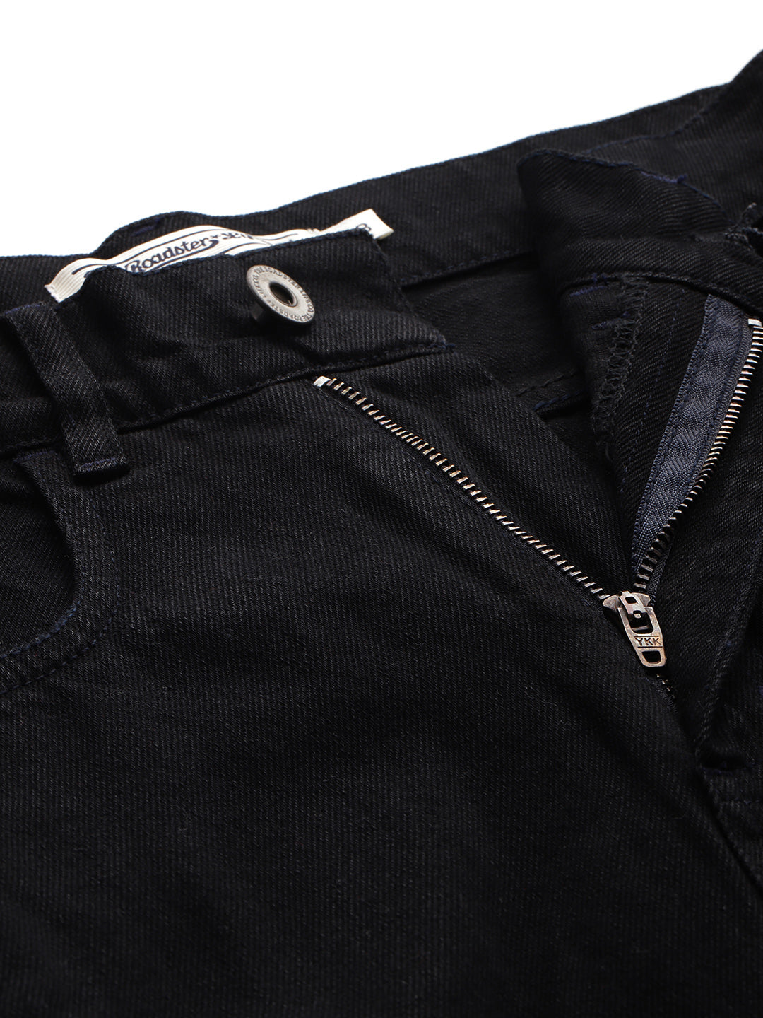 Pure Cotton Black Straight Cargo Denim Midi Skirt with Front Slit