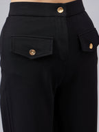 Black Round Neck Crop Top With Trouser