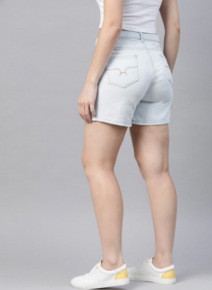 Blue Loose Fit Mid-Rise Denim Shorts