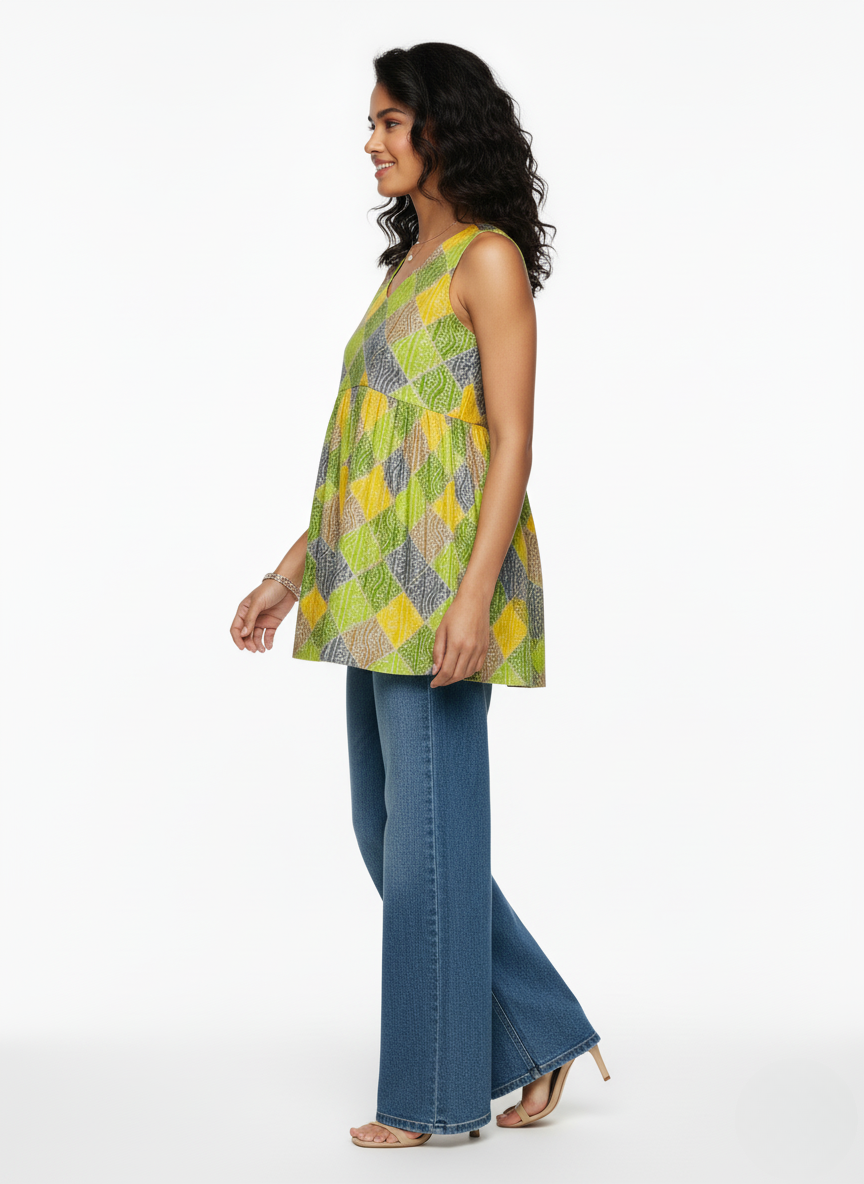 Sleeveless A-Line Flared Kurti