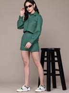 Green Pure Cotton Shirt with Shorts