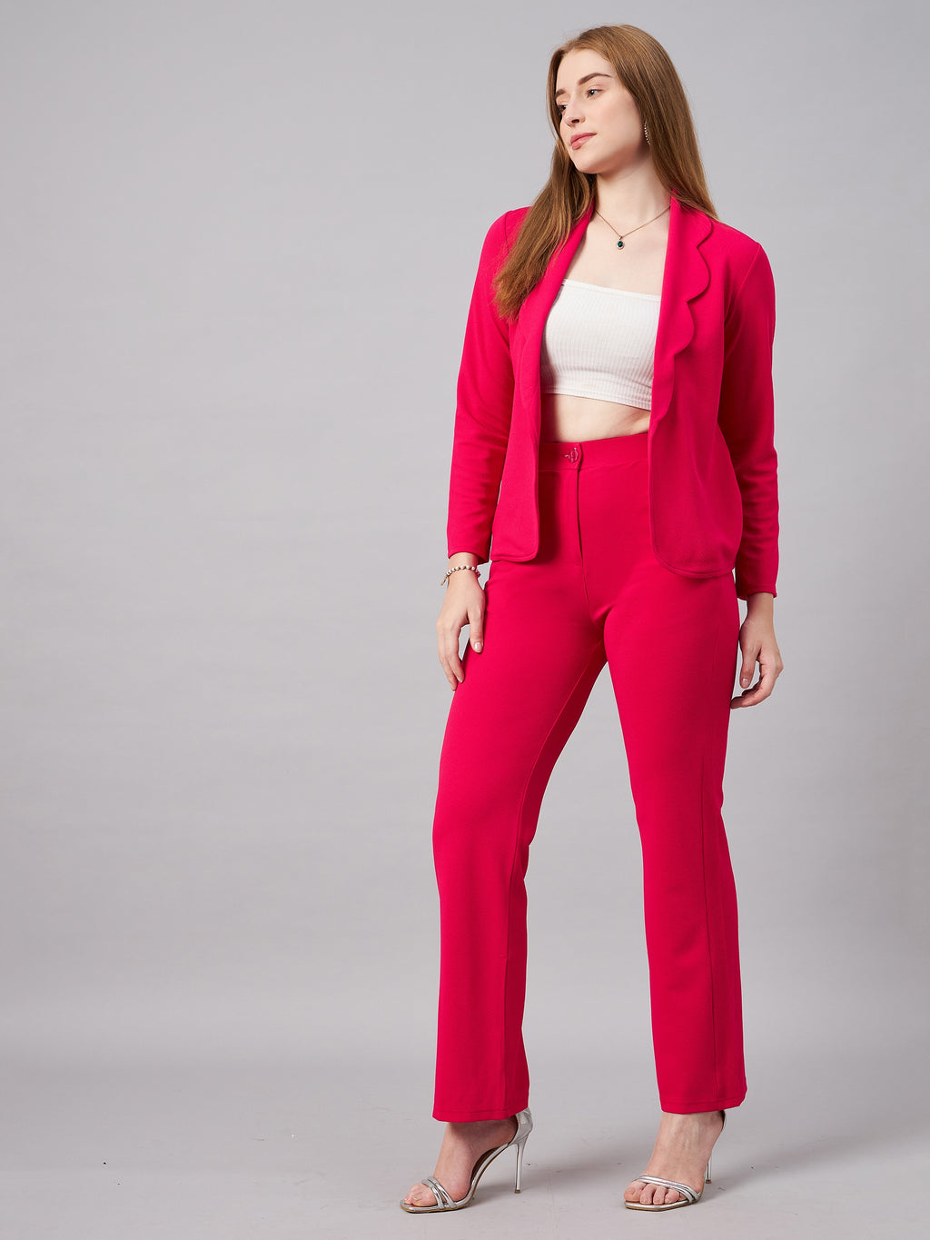 Pink Scalping Blazer With Trousers