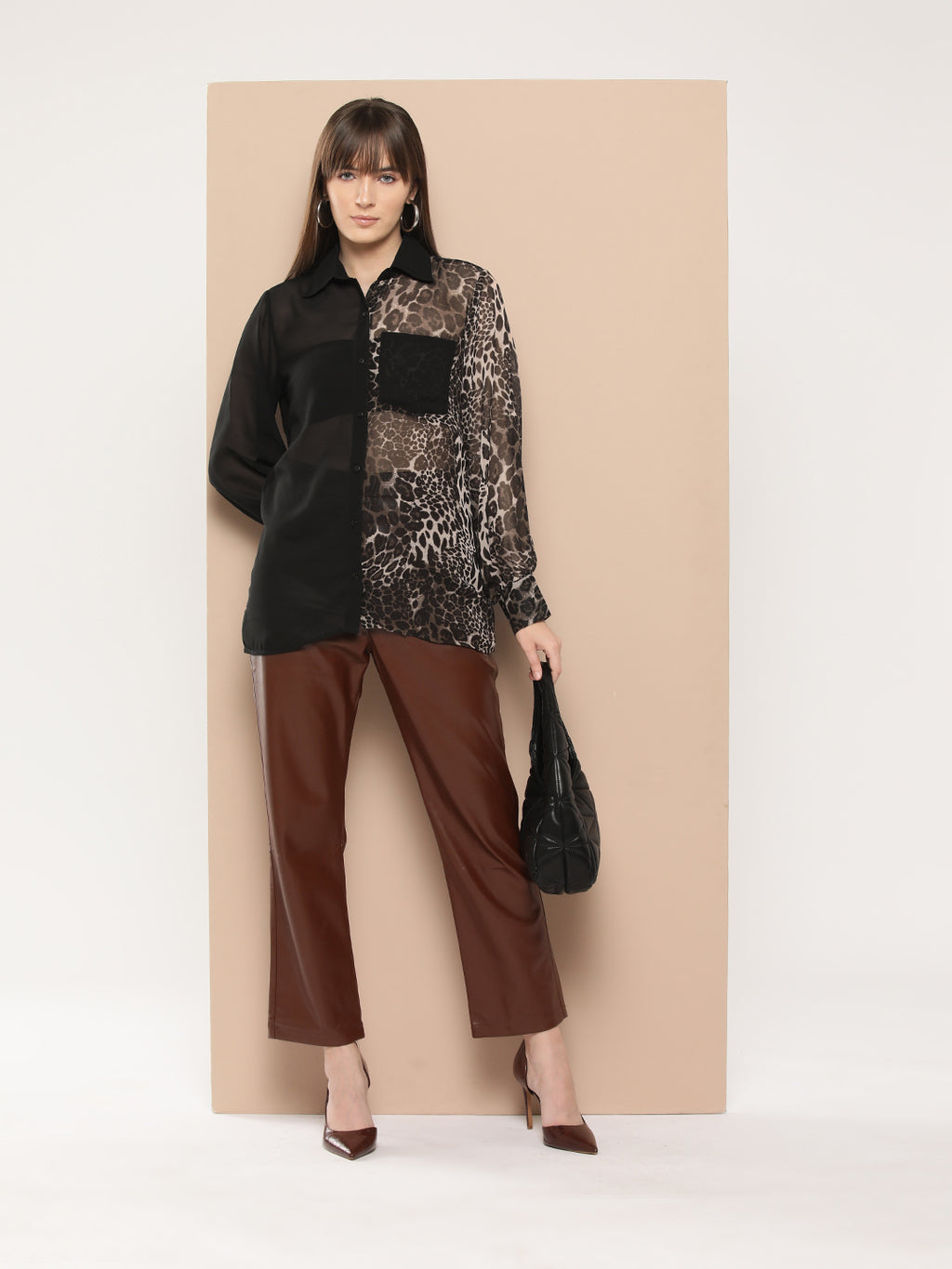 Women Animal Printed Semi Sheer Casual Shirt