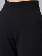 Black Sweetheart Neck Peplum Top With Flared Trousers