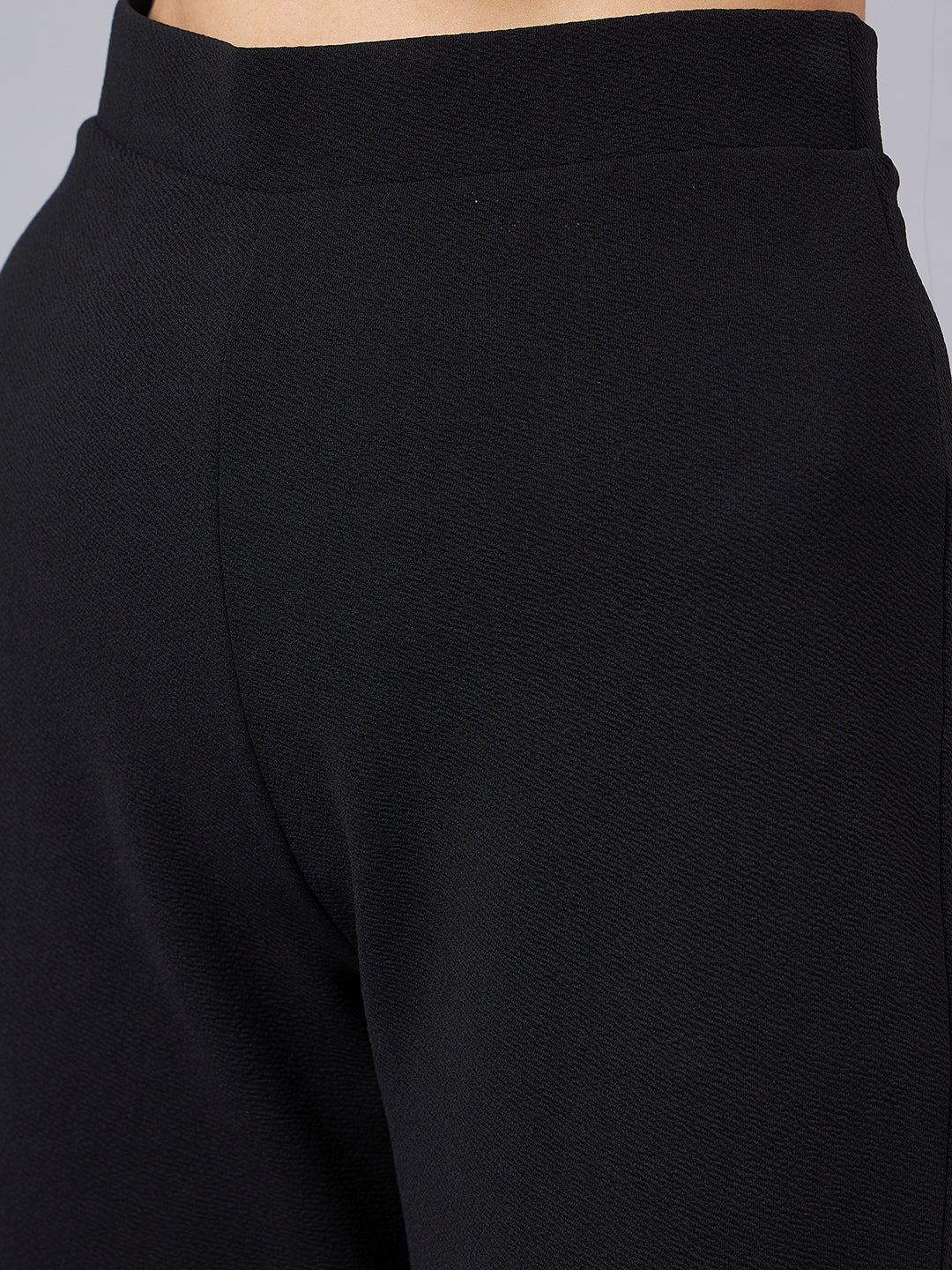 Black Sweetheart Neck Peplum Top With Flared Trousers