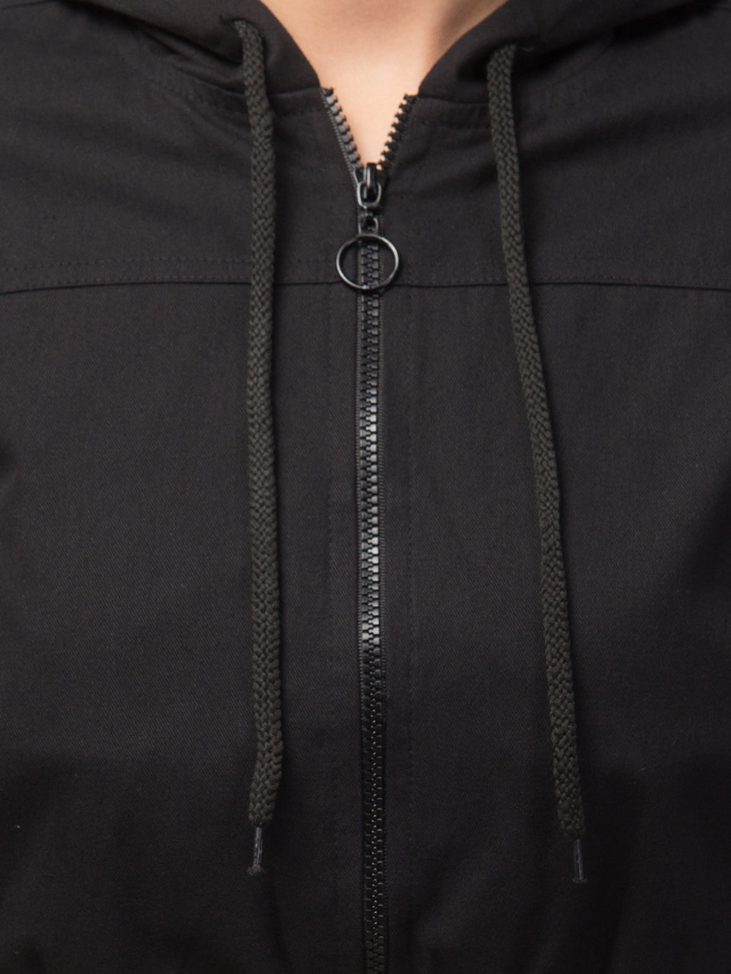 Hooded Cropped Open Front Jacket