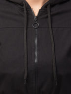 Hooded Cropped Open Front Jacket