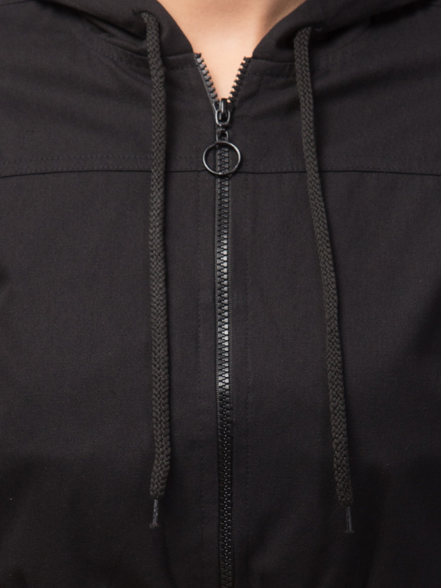 Hooded Cropped Open Front Jacket