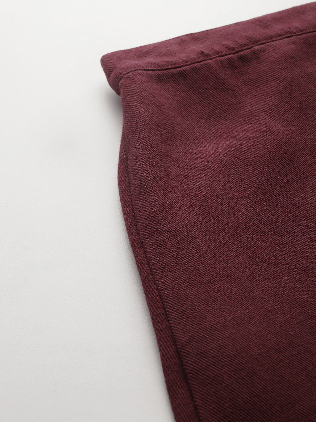 Maroon Denim Midi A-Line Skirt