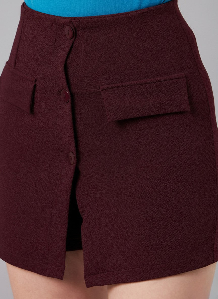 Straight Front Slit Mini Skorts