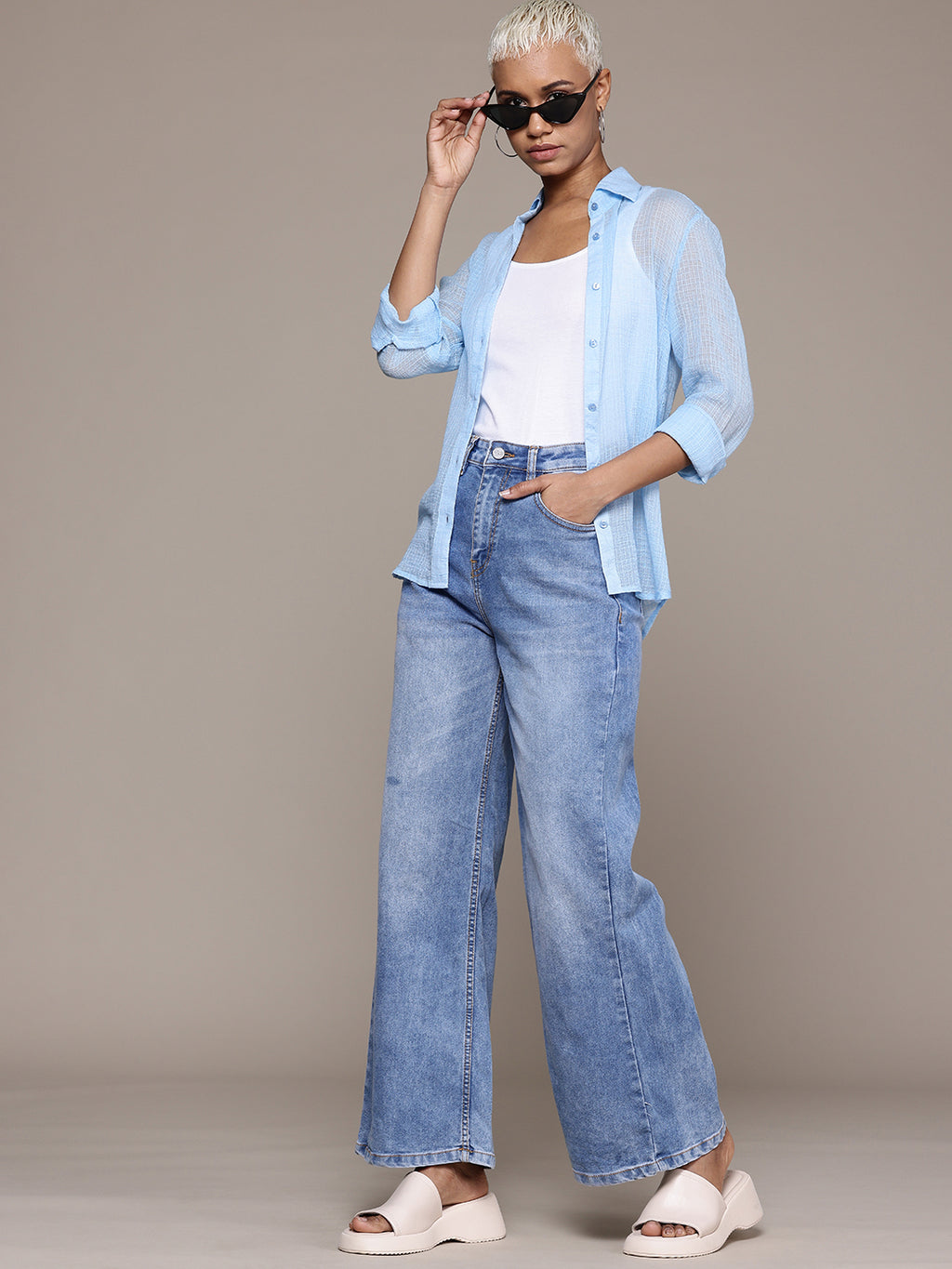 Sheer Pure Cotton Casual Shirt