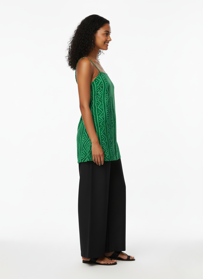 Backless Lace Up Spaghetti Strap Kurti.