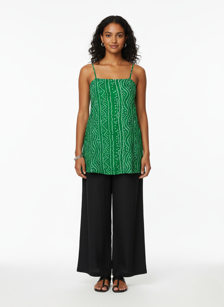 Backless Lace Up Spaghetti Strap Kurti.