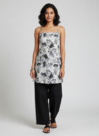 Backless Lace Up Spaghetti Strap Kurti.