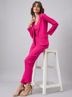 Sweetheart Neck Top & Notched Lapel-Collar Blazer With Trousers