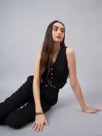 V-Neck Crop Top With Trouser