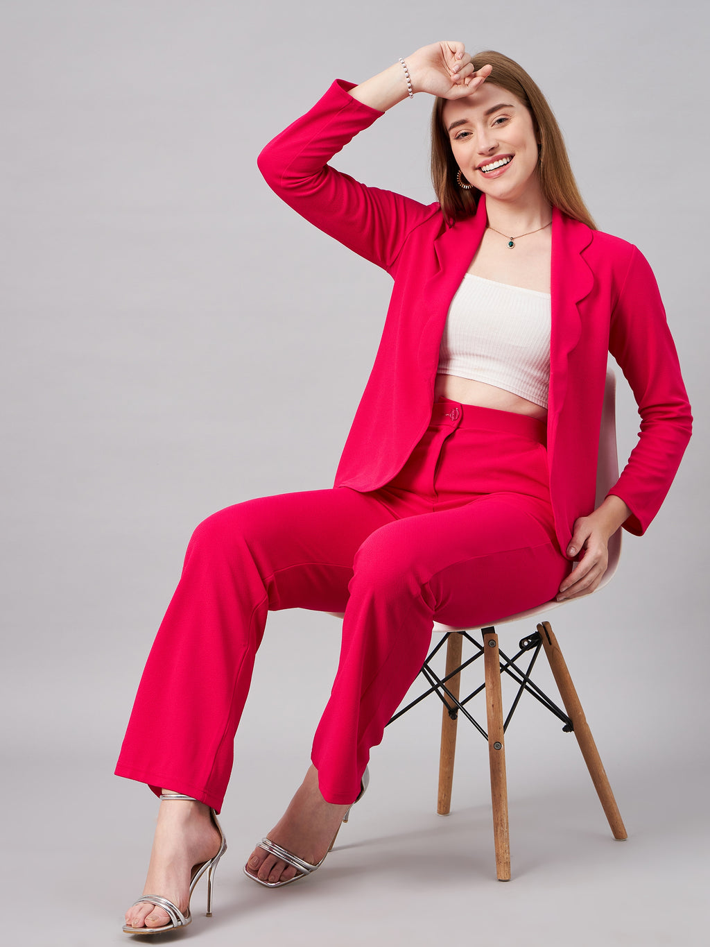 Pink Scalping Blazer With Trousers