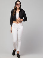 Hooded Cropped Open Front Jacket