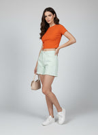 Women Green Faded Loose Fit Mid-Rise Regular Shorts