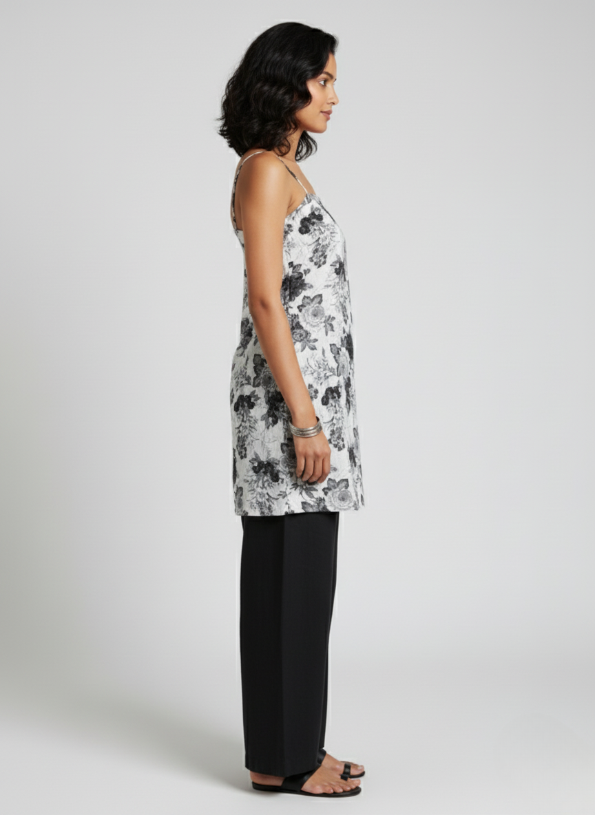 Backless Lace Up Spaghetti Strap Kurti.