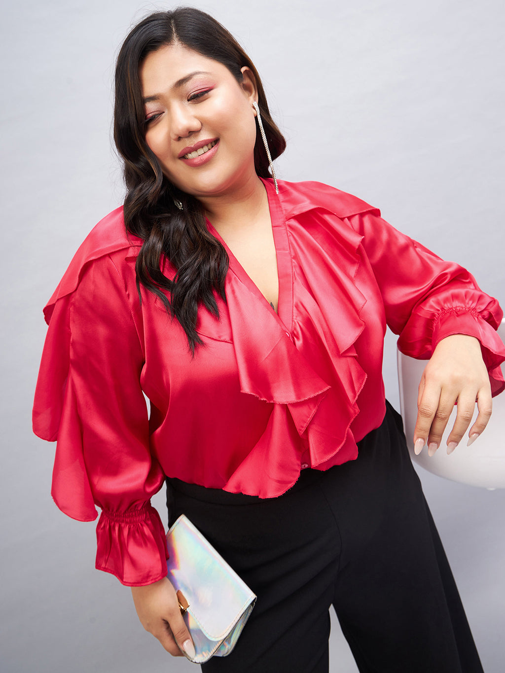 button-down collar Fuchsia Shirt