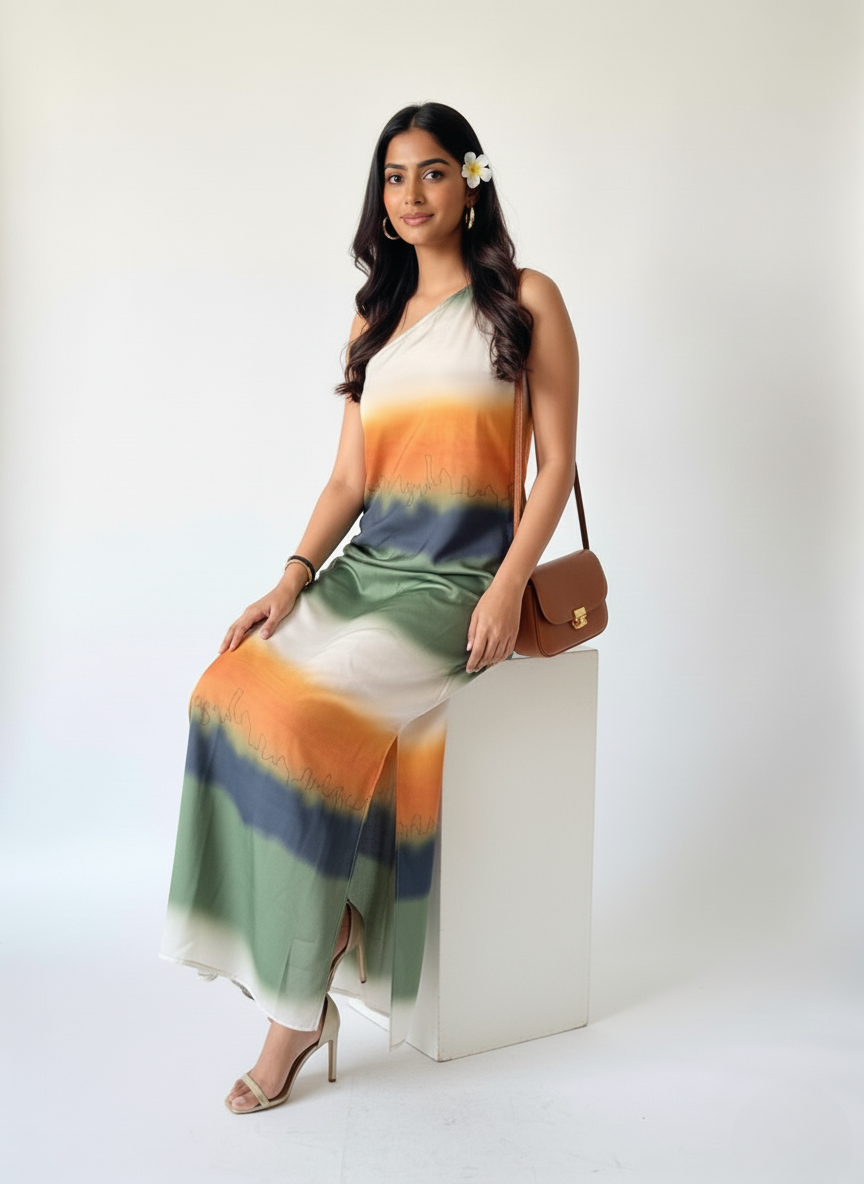 One shoulder maxi dress