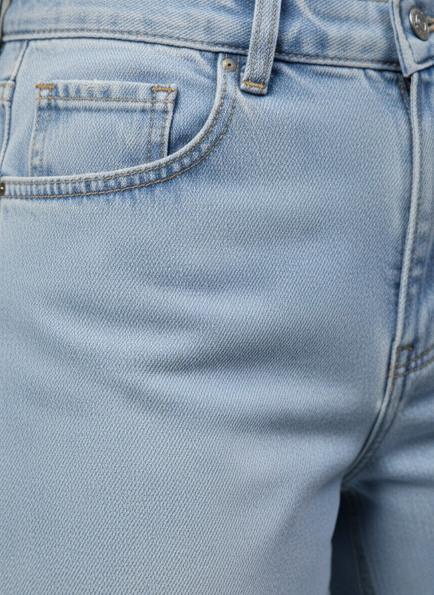 Women Blue Solid High-Rise Regular Shorts