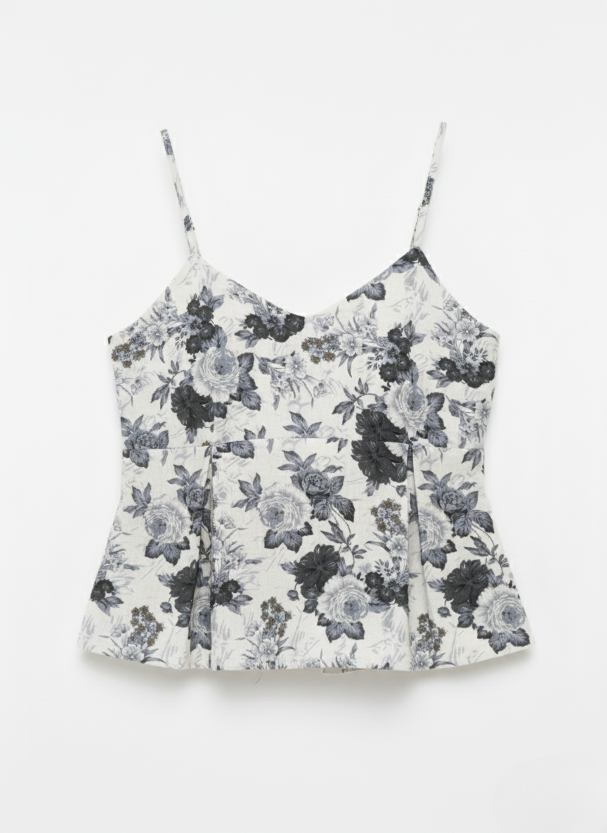 Floral print peplum tunic top