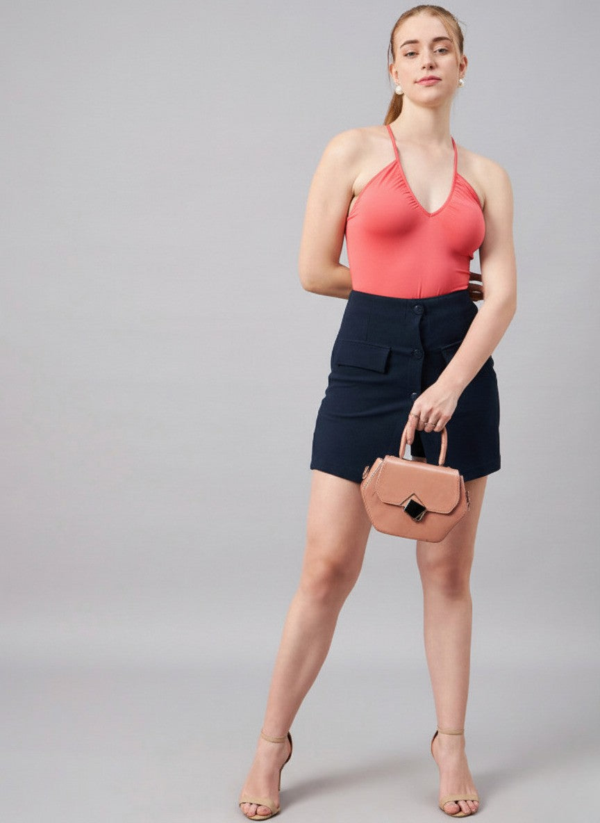 Straight Front Slit Mini Skorts