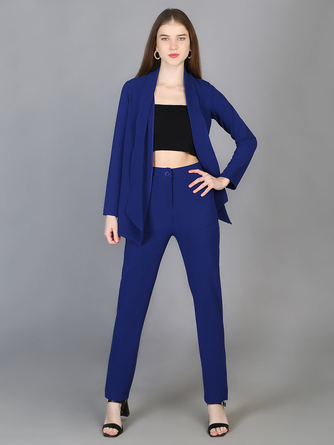 Blue Flared Trouser & Shrug Co-Ords